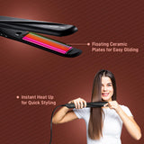 Ikonic Go Straight Hair Straightener, Black & Pink | Floating & Ceramic Plates| Lock Function| Quick & Easy to Use