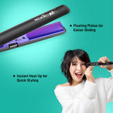 Ikonic Mini Hair Straightener,Slim Ceramic Mini Floating Plates, Ideal for Small Hair and Bangs, Quick Styling, Light-weight and travel friendly, Instant Heat Technology,Black & Purple with 1 Year Warranty