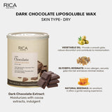 Rica Dark Chocolate Liposoluble Wax Soft & Smooth Skin Hair Removal Cream for Dry Skin Coarse Hair Waxing for Men & Women (800ml)