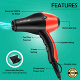 Ikonic Professional Speedy Hair Dryer (Black & Red)