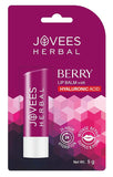Jovees Herbal Berry Lip Balm with Hyaluronic Acid | 24 Hour Hydration | Rejuvenates Dry and Chapped Lips | Gives Soft & Supple Lips 5g