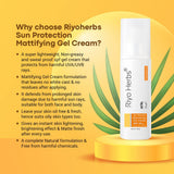 Riyo Herbs Sun Protection Cream Mattifying Gel Cream Based Formula With UVA/UVB Rays, Non-Greasy &amp; Sweat Proof Cream for Face &amp; Body, No Harmful...