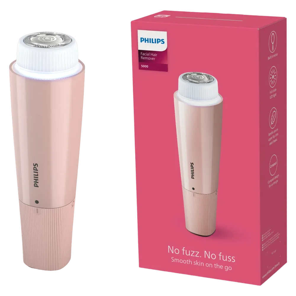 PHILIPS 5000 Series Cordless Grooming Kit for Face for Women (300mins Runtime, Full Circle LED Light, Lychee Pink)