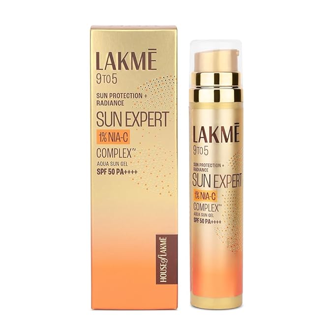 LAKMÉ Sun Expert 1% Nia C water-light Sunscreen gel SPF 50 Pa++++ Best for Oily Skin | Even toned & Glowing Skin |Helps reduce pigmentation | UVA/B Protection 50g
