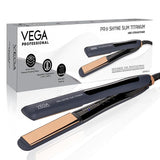 VEGA PROFESSIONAL Pro-Shine Slim Titanium Hair Straightener with 25mm Wide Rose Gold Titanium Floating Plates for Salon, Blue, (VPPHS-13)