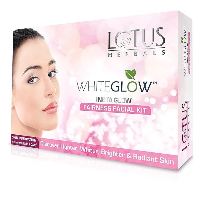 Lotus Herbals Whiteglow Insta Glow 1 Facial Kit for Cleansing, Whitening, Smoothing For Radiant Glowing Skin Natural Ingredients