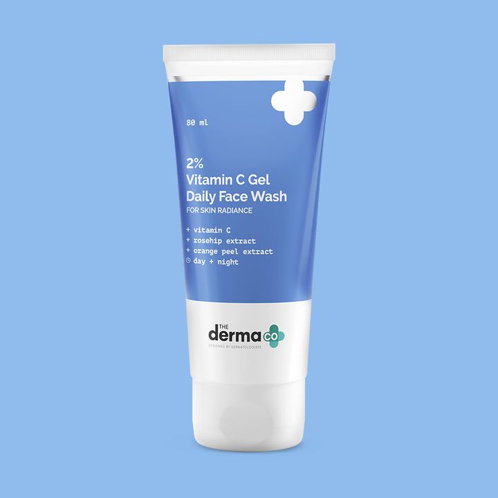 The Derma co 2% Vitamin C Gel Daily Face Wash with Vitamin C Rosehip & Orange Peel Extract for Glowing Skin 80ml