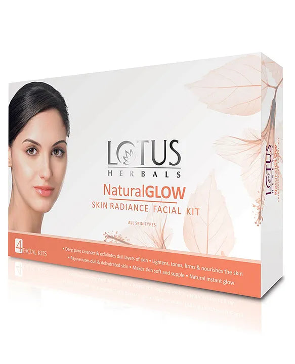 Lotus Herbals Natural Glow Skin Radiance 4 In 1 Facial Kit | Deep Pore Cleansing | Skin Lightening & Hydrating