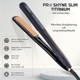 VEGA PROFESSIONAL Pro-Shine Slim Titanium Hair Straightener with 25mm Wide Rose Gold Titanium Floating Plates for Salon, Blue, (VPPHS-13)