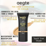 Aegte Organics Skin Corrector DD Cream (BB+CC) 10% Niacinamide &amp; Broad Spectrum SPF 25++ 30gm