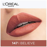 Loreal Paris Rouge Signature Matte Liquid Lipstick - Ultra Light Weight, No Stain, 7 g 147 I Believe