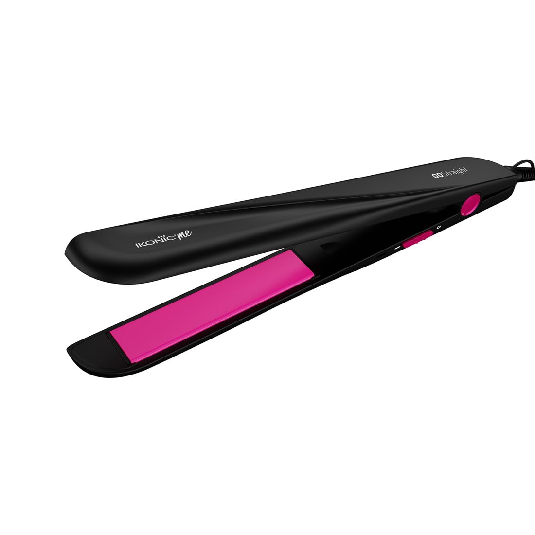 Ikonic Go Straight Hair Straightener, Black & Pink | Floating & Ceramic Plates| Lock Function| Quick & Easy to Use