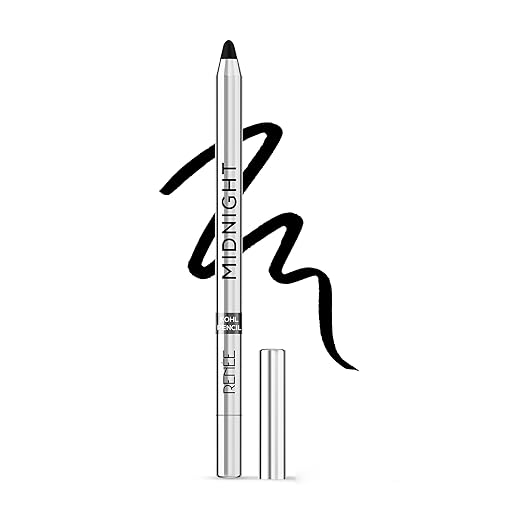 RENEE Midnight Kohl Pencil One-Swipe-Application with rich color Payoff - Smudgeproof and waterproof - Enriched with Vitamin E, Olive Oil and Castor Oil - 1.5 Gm