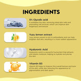 Jovees Herbal 5% Glycolic Acid Brightening Serum With 5% Niacinamide Yuzu Lemon & Hyaluronic Acid | Improves Skin Texture & Uneven Skin | For All Skin Types | 30 ml