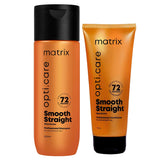 Matrix Opti.Care Professional Shampoo 200g & Conditioner 98g for Salon Smooth Straight Hair | Control Frizzy Hair for up to 4 Days | With Shea Butter | No Added Parabens