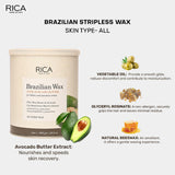 Rica Brazilian Wax with Avocado Butter Women Bikini and Sensitive Area Waxing for Upper Lips, Underarms & Eyebrows (800 gm)