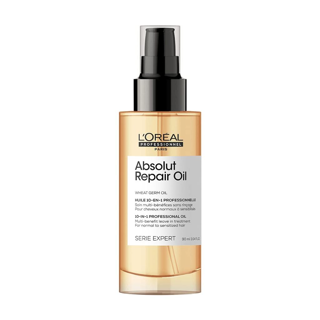 L'oreal Professionnel Paris Absolut Repair Hair Oil For Dry & Damaged Hair, 90ml 10-in-1 Multi-benefit Leave-in Hair Oil With Wheat Germ Oil