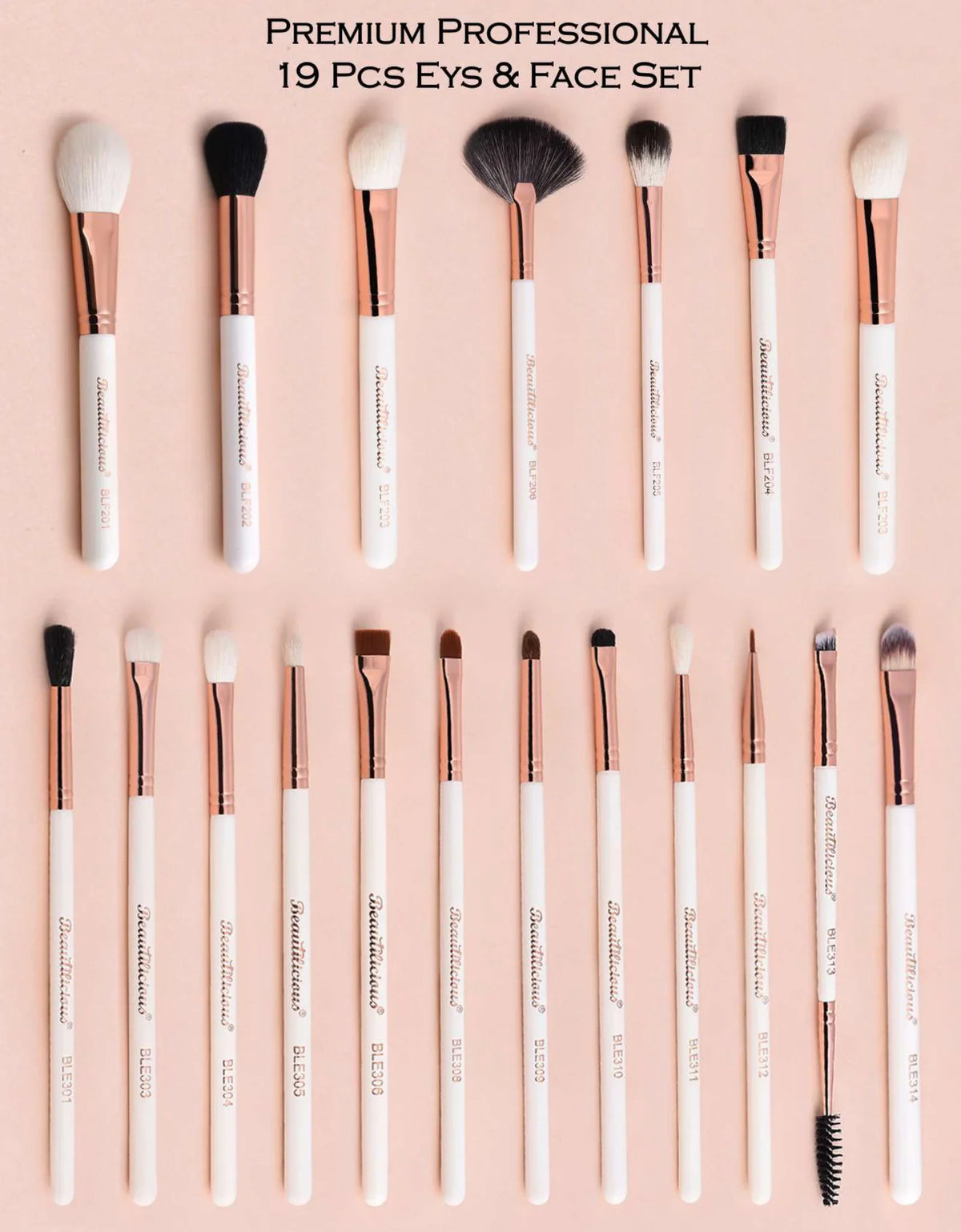 Beautilicious Brush Begin Beauty Essentials - 19 Pcs Eye & Face Set