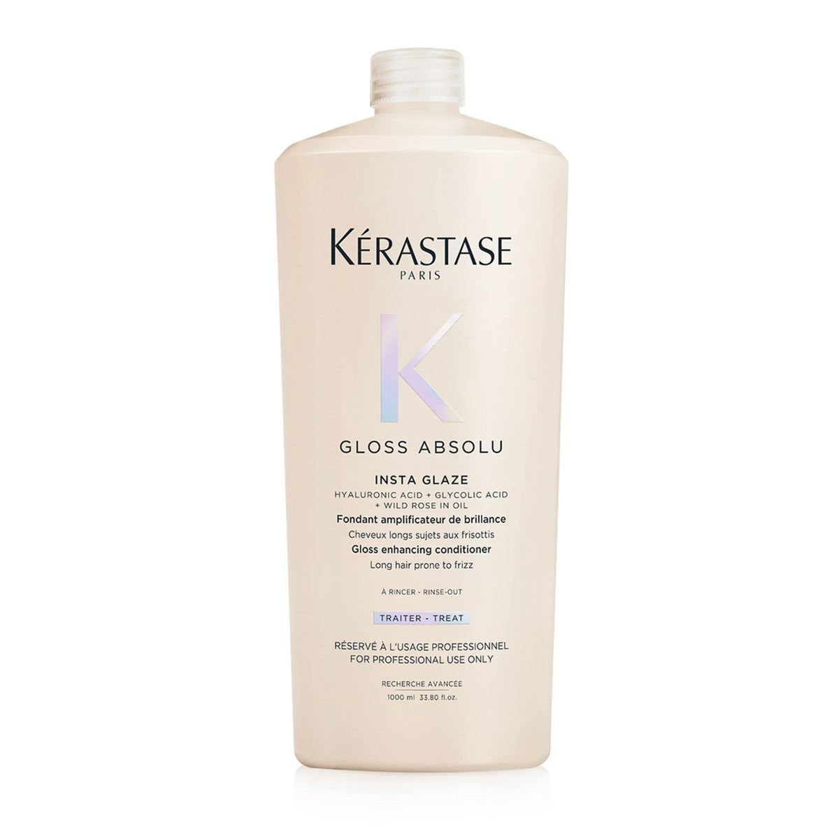 Kérastase Gloss Absolu Insta-Glaze Conditioner For Bouncy, Glossy Hair | Fine To Medium Hair | 4-Days Anti-Frizz | With Hyaluronic & Glycolic Acid, Wild Rose-In-Oil | 1000ml