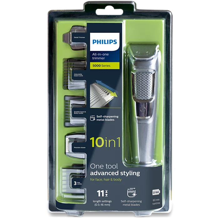 Philips ALL-IN-ONE Trimmer 5000 Series One Tool Advanced Styling For Face , Hair & Body MG3750/33