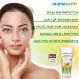 Mamaearth Ultra Light Indian Sunscreen SPF50 PA+++ With Turmeric & Carrot Seed (80gm)
