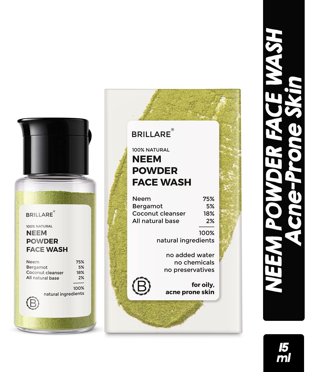 Brillare Neem Powder Face Wash For Clear, Purified, Acne Prone Skin (15gm)